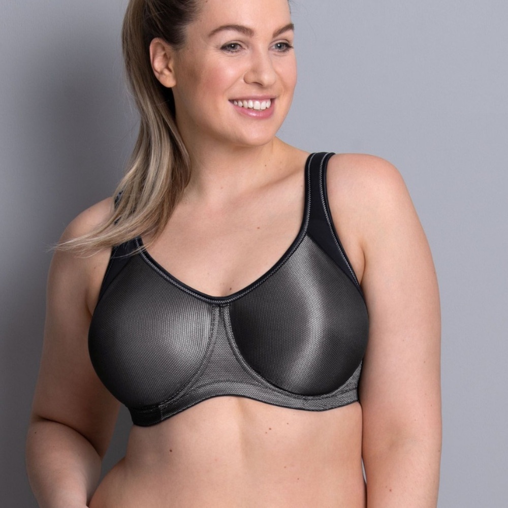 ANITA Active Momentum Max Support Sports Bra Sz 38 F Underwire Black Seamless